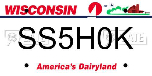 SS5H0K Wisconsin License Plate