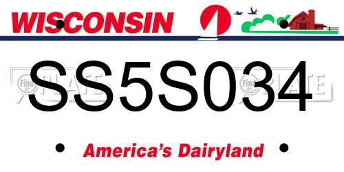 SS5S034 Wisconsin License Plate