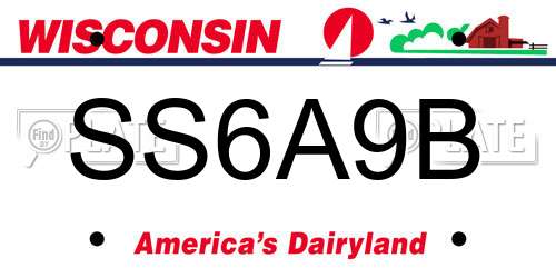 SS6A9B Wisconsin License Plate