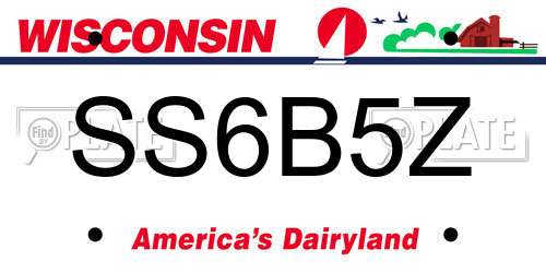 SS6B5Z Wisconsin License Plate