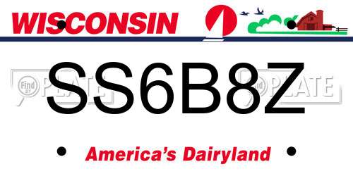 SS6B8Z Wisconsin License Plate