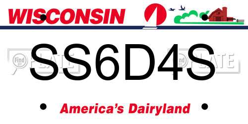SS6D4S Wisconsin License Plate