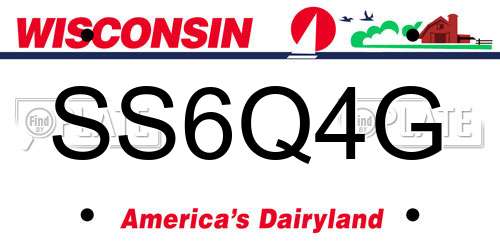 SS6Q4G Wisconsin License Plate