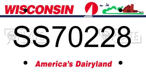 SS70228 Wisconsin License Plate