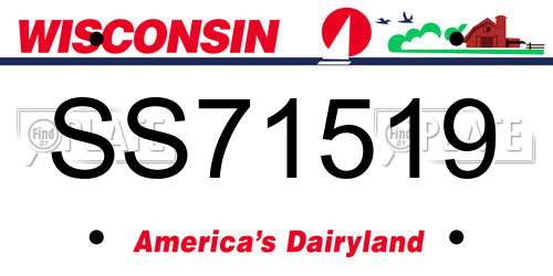SS71519 Wisconsin License Plate