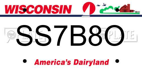 SS7B8O Wisconsin License Plate