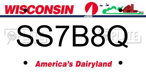 SS7B8Q Wisconsin License Plate