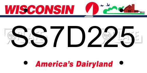 SS7D225 Wisconsin License Plate