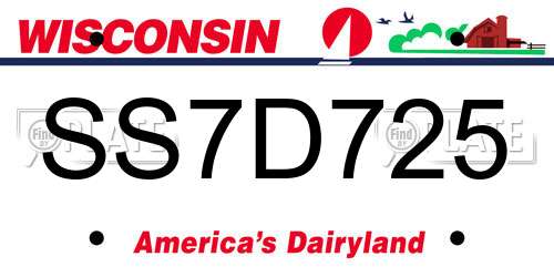 SS7D725 Wisconsin License Plate