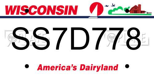 SS7D778 Wisconsin License Plate