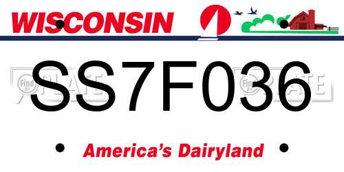 SS7F036 Wisconsin License Plate
