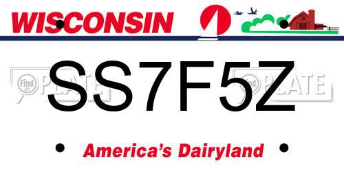 SS7F5Z Wisconsin License Plate