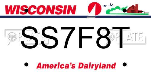 SS7F8T Wisconsin License Plate