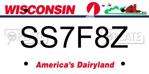 SS7F8Z Wisconsin License Plate