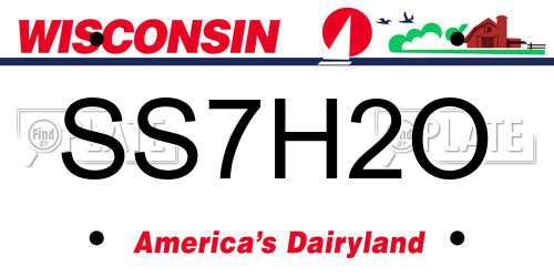 SS7H2O Wisconsin License Plate