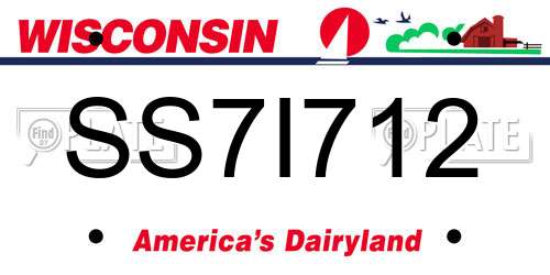 SS7I712 Wisconsin License Plate