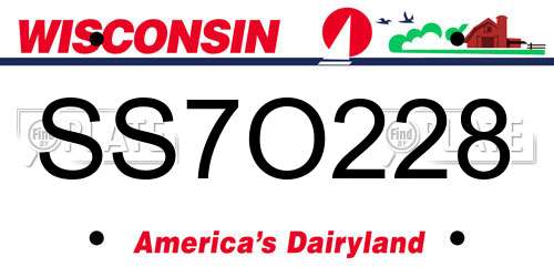 SS7O228 Wisconsin License Plate