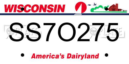 SS7O275 Wisconsin License Plate