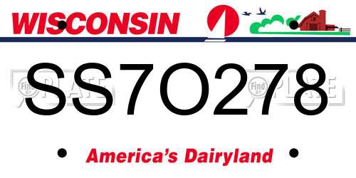 SS7O278 Wisconsin License Plate