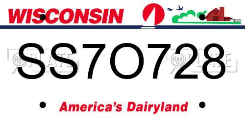 SS7O728 Wisconsin License Plate