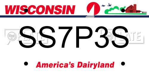 SS7P3S Wisconsin License Plate
