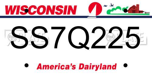 SS7Q225 Wisconsin License Plate
