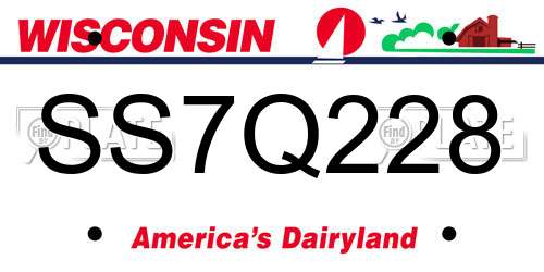 SS7Q228 Wisconsin License Plate