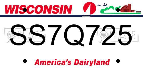 SS7Q725 Wisconsin License Plate