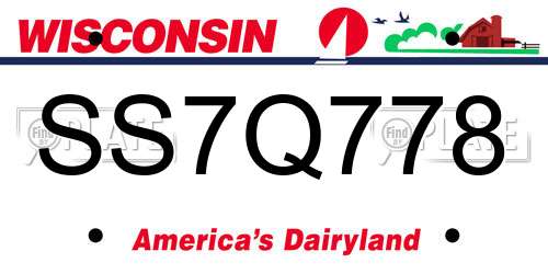 SS7Q778 Wisconsin License Plate