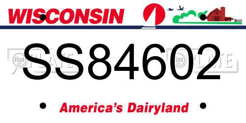 SS84602 Wisconsin License Plate