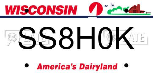 SS8H0K Wisconsin License Plate