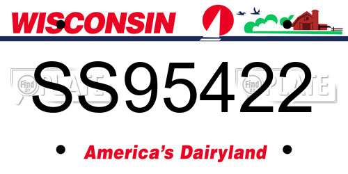 SS95422 Wisconsin License Plate
