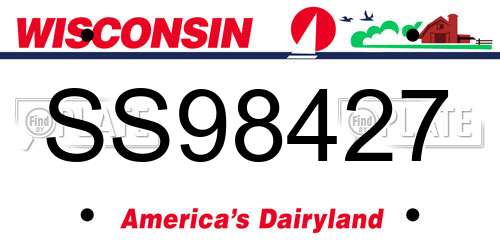 SS98427 Wisconsin License Plate