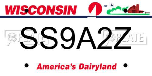 SS9A2Z Wisconsin License Plate