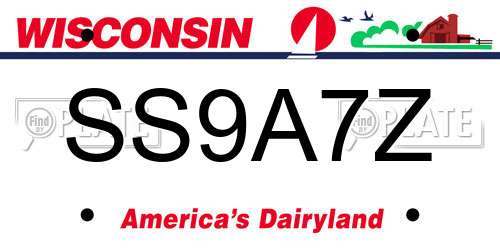 SS9A7Z Wisconsin License Plate