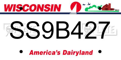 SS9B427 Wisconsin License Plate