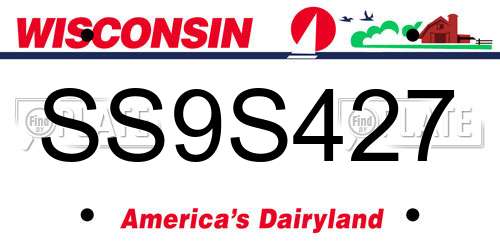 SS9S427 Wisconsin License Plate