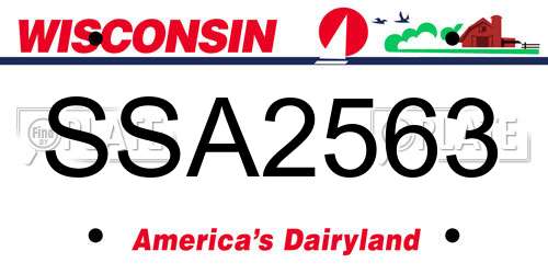 SSA2563 Wisconsin License Plate