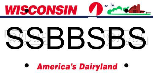 SSBBSBS Wisconsin License Plate