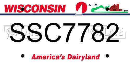SSC7782 Wisconsin License Plate