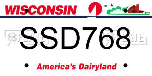 SSD768 Wisconsin License Plate