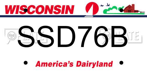 SSD76B Wisconsin License Plate
