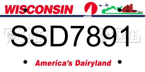SSD7891 Wisconsin License Plate