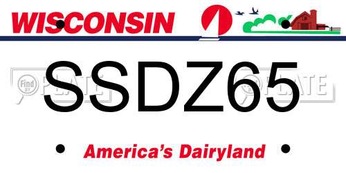 SSDZ65 Wisconsin License Plate