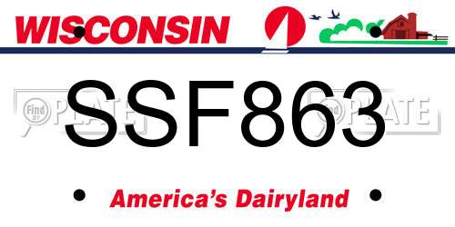SSF863 Wisconsin License Plate