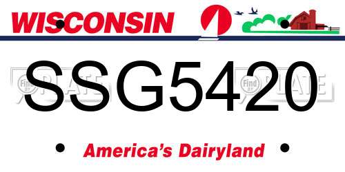 SSG5420 Wisconsin License Plate