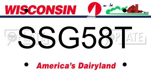 SSG58T Wisconsin License Plate