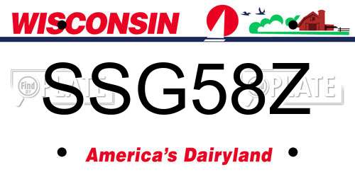 SSG58Z Wisconsin License Plate