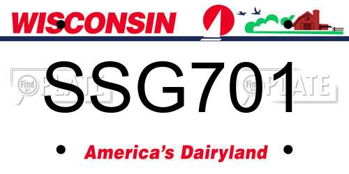SSG701 Wisconsin License Plate