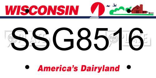 SSG8516 Wisconsin License Plate